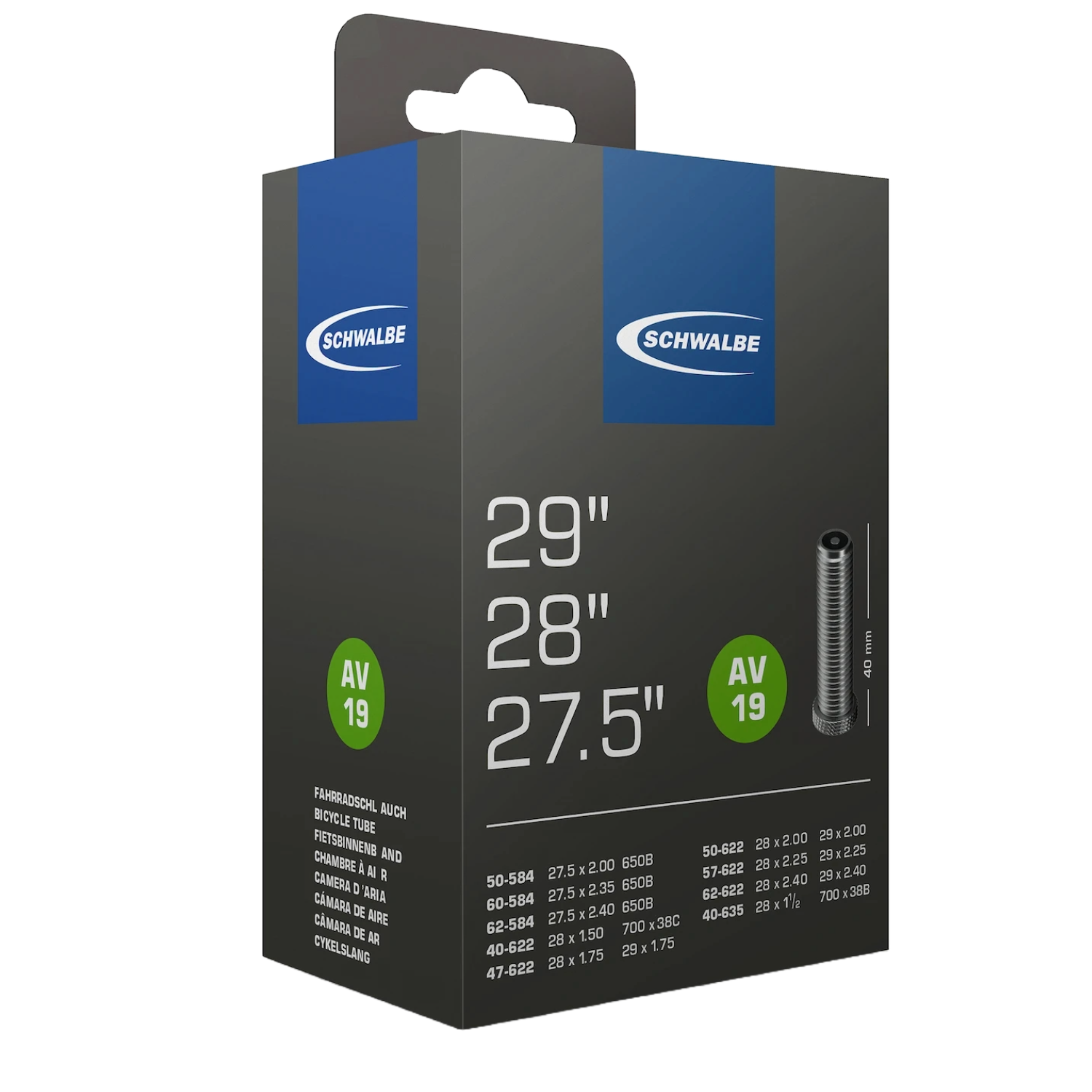 Schwalbe Schlauch AV19 29' 28' 27,5' Schwalbe Schlauch AV19 29' 28' 27,5'